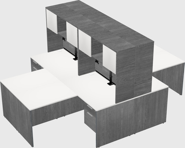 Quad l-shaped office desks