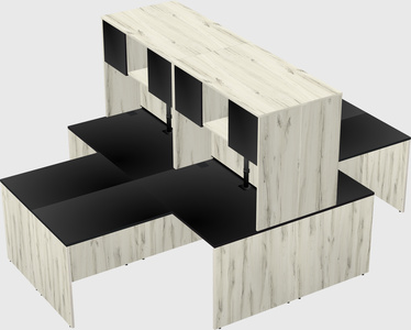 Quad l-shaped office desks
