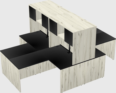 Quad l-shaped office desks