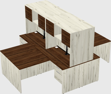 Quad l-shaped office desks
