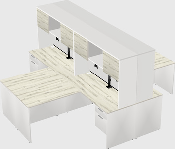 Quad l-shaped office desks