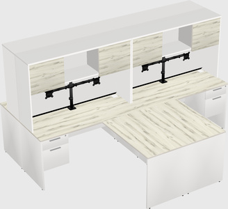 Quad l-shaped office desks