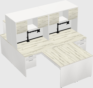 Quad l-shaped office desks