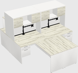 Quad l-shaped office desks