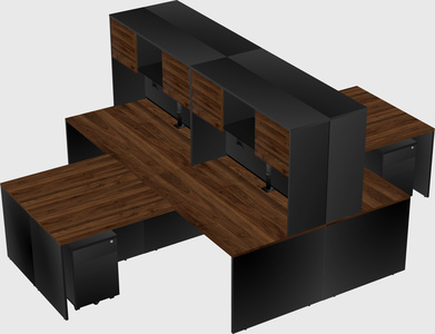 Quad l-shaped office desks