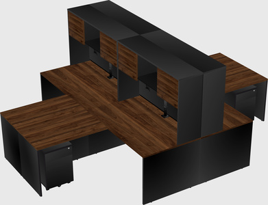 Quad l-shaped office desks