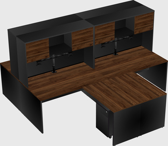 Quad l-shaped office desks