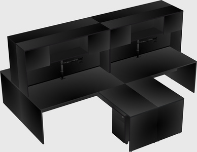 Quad l-shaped office desks