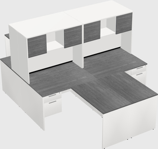 Quad l-shaped office desks