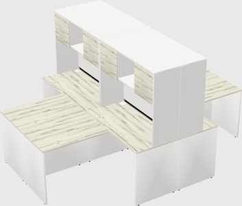 Quad l-shaped office desks