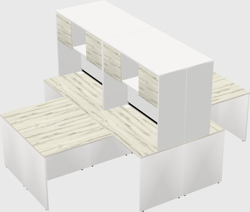 Quad l-shaped office desks