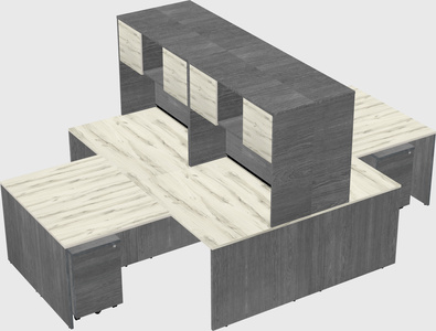 Quad l-shaped office desks