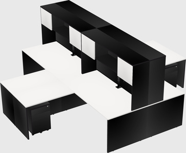 Quad l-shaped office desks