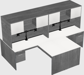 Quad l-shaped office desks