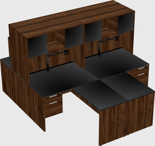 Quad l-shaped office desks