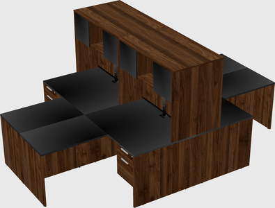 Quad l-shaped office desks