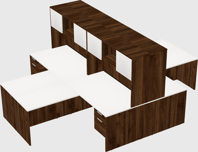 Quad l-shaped office desks