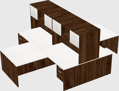 Quad l-shaped office desks