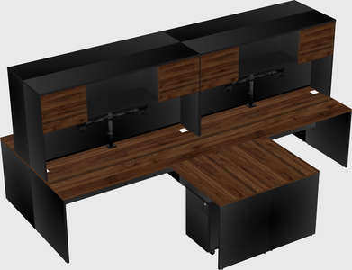 Quad l-shaped office desks