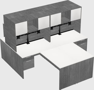 Quad l-shaped office desks