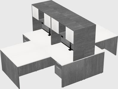 Quad l-shaped office desks