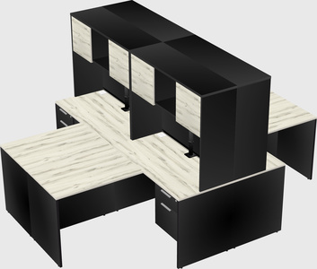 Quad l-shaped office desks