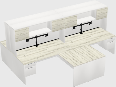 Quad l-shaped office desks