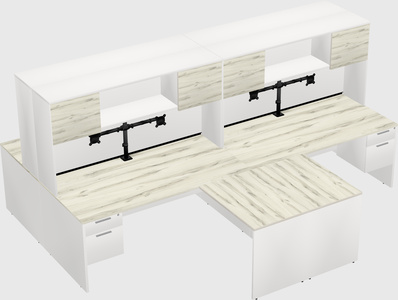 Quad l-shaped office desks