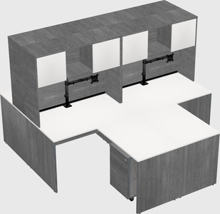 Quad l-shaped office desks
