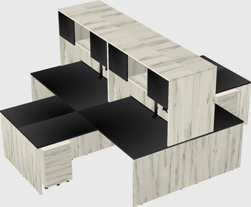 Quad l-shaped office desks