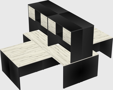 Quad l-shaped office desks