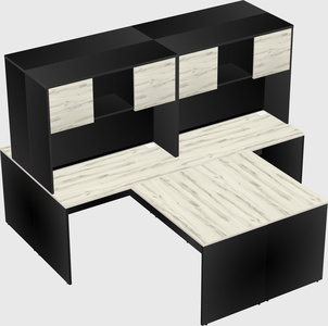 Quad l-shaped office desks