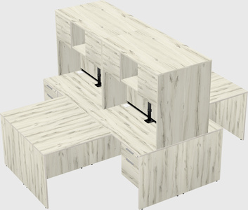 Quad l-shaped office desks