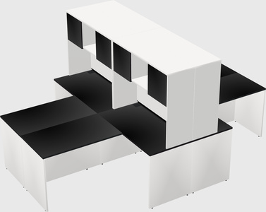Quad l-shaped office desks