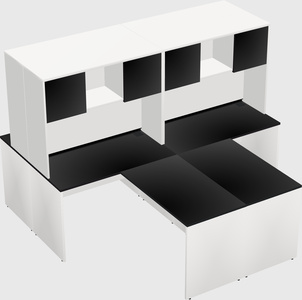 Quad l-shaped office desks
