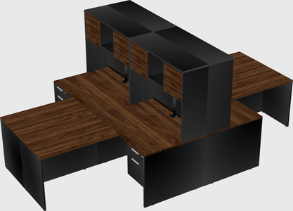 Quad l-shaped office desks