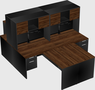 Quad l-shaped office desks
