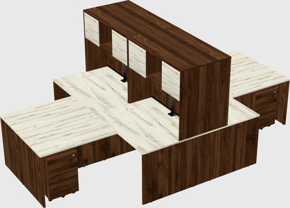 Quad l-shaped office desks