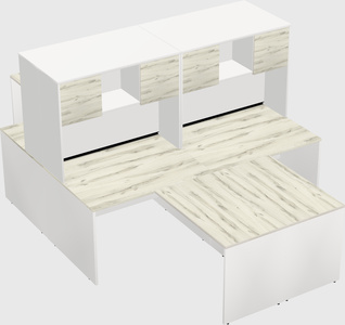 Quad l-shaped office desks