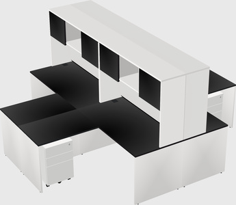 Quad l-shaped office desks
