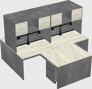 Quad l-shaped office desks
