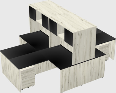 Quad l-shaped office desks
