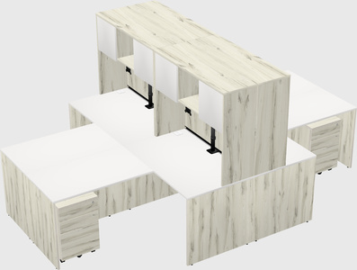 Quad l-shaped office desks