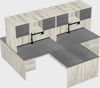 Quad l-shaped office desks