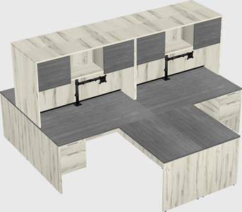 Quad l-shaped office desks