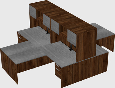 Quad l-shaped office desks