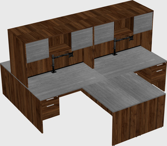 Quad l-shaped office desks