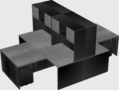 Quad l-shaped office desks