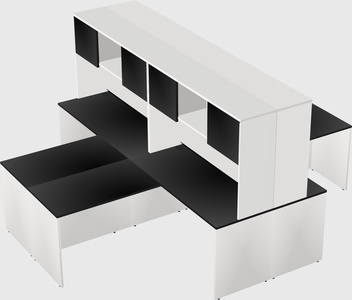 Quad l-shaped office desks