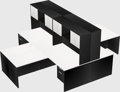 Quad l-shaped office desks